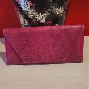 Dark Pink Scale Leather Wallet